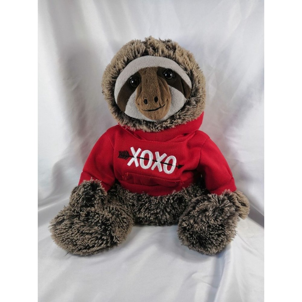 Dan Dee 18 in. Sloth Plush Stuffed Animal Red Hoodie Sweatshirt XOXO Hugs Kisses